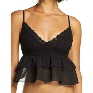 Hanky Panky X Lindsi Lane Signature Lace Glam Cami Black Cropped Peplum